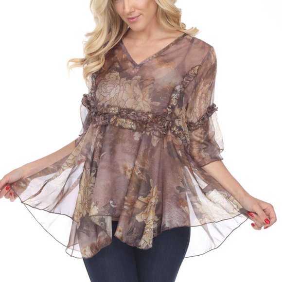 Pretty Angel Tops - Western Bohemian gypsy FLORAL BLOUSE sexy SM-XL